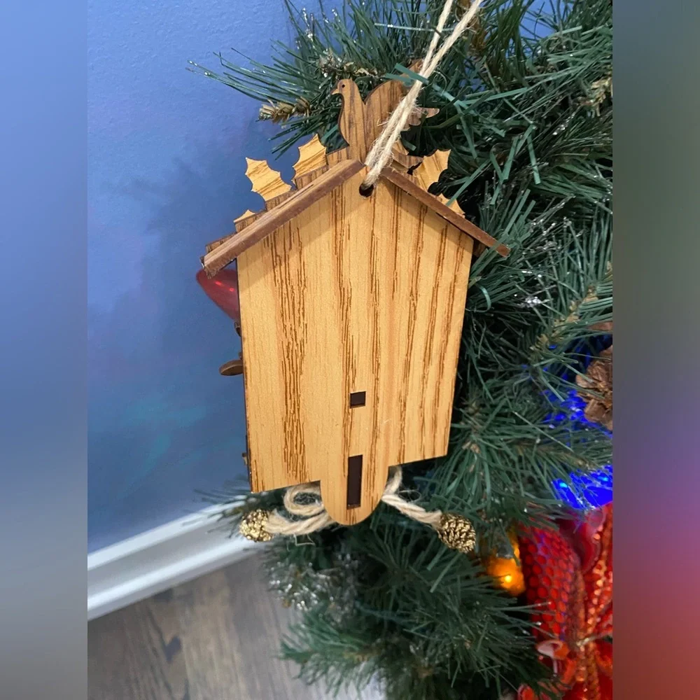 WOODEN CUCKOO CLOCK | Black Forest Germany Bavarian Christmas Ornament
